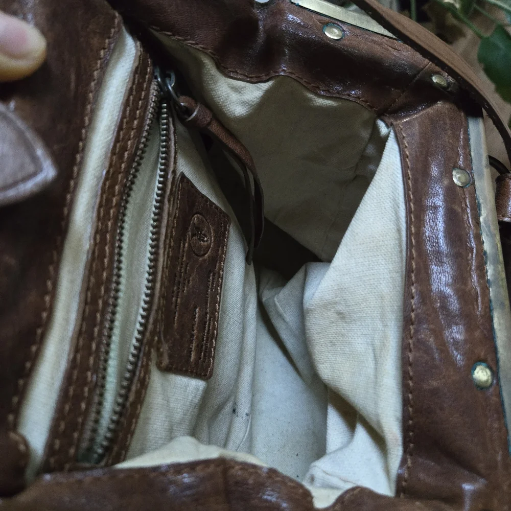 AllSaints Brown Leather Crossbody Satchel